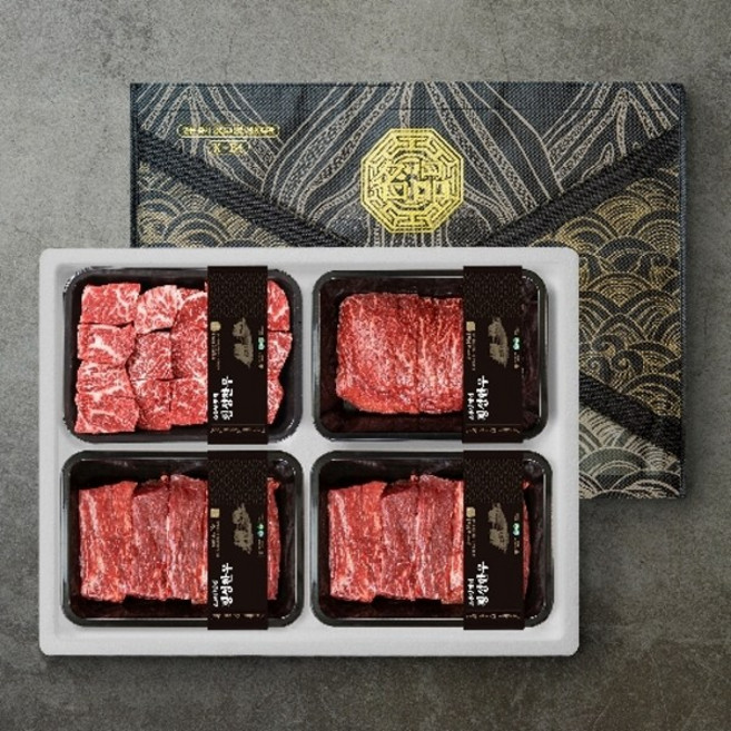 횡성한우 선물세트 1+ 1.2Kg [국거리 300g +불고기 300g + 장조림 300g + 산적 300g], 1박스