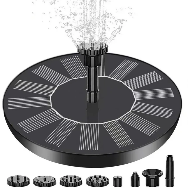 스프레이 높이 조절 기능이 있는 태양광 분수 펌프 6개의 노즐이 있는 유리 태양광 새 목욕 분수 업그레이, 02 16cm, 1개