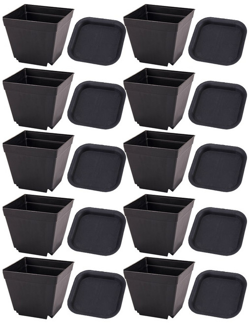 대형칼라플라스틱화분 받침대포함, 블랙10개set, 1개