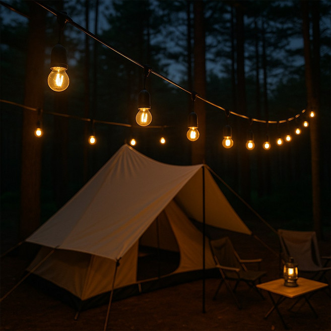 홍전기 파티라이트 줄조명 루프탑조명 오징어등 야외파티등 캠핑조명 전등선 방수등, 1개, 홍전기 10m 10구