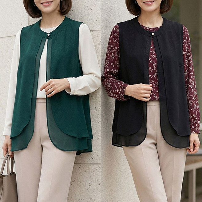 로즈맘 엄마옷 로즈맘 메이프진주단추조끼