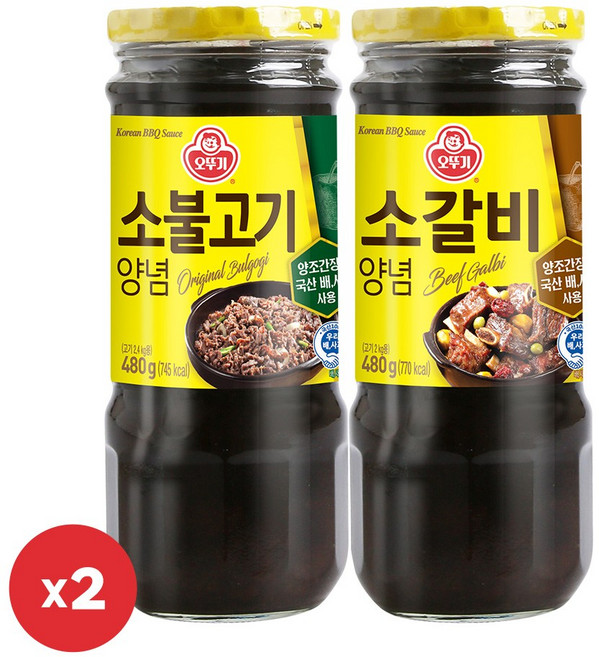 오뚜기 소불고기양념 480g 2개+소갈비양념 480g 2개, 1.92kg, 1세트