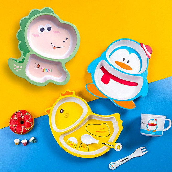 어린이 유아식판 애니멀 식기세트 5p, 공룡, 공룡, 1세트