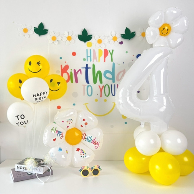 하피블리 숫자 생일가랜드 머리띠 안경 세트, 생일 가랜드(4번)