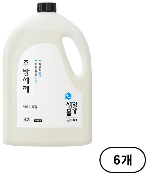 크리오 생활물가 주방세제 레몬민트향, 4.2L, 6개