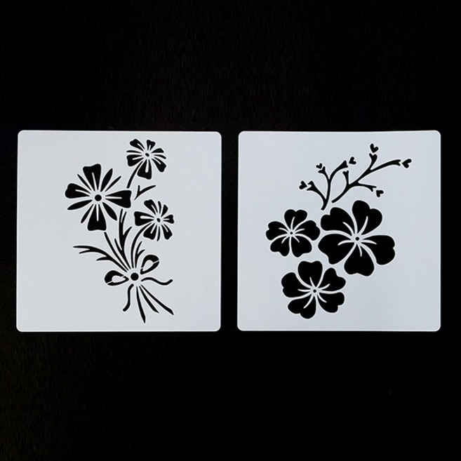 정인아트 스텐실 도안 (꽃 시리즈 총16장) (약 20x20cm), 1개