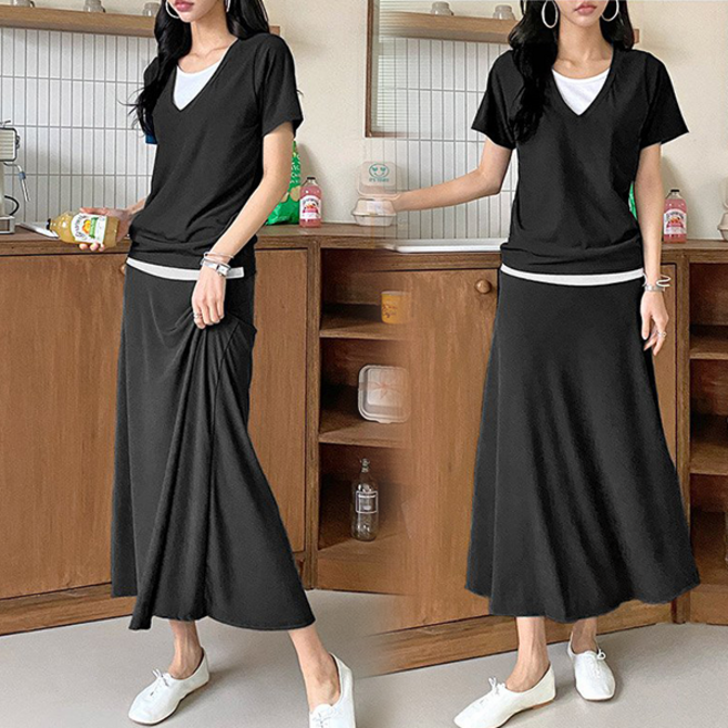 NewCare 여성 이너 치마 투피스 세트 링클프리 쿨 아이스