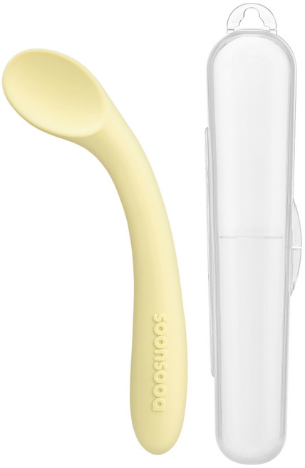 순수아 자기주도 휘어지는 실리콘 이유식 스푼 케이스포함, 1세트, 1개, 이유식 스푼-옐로우
