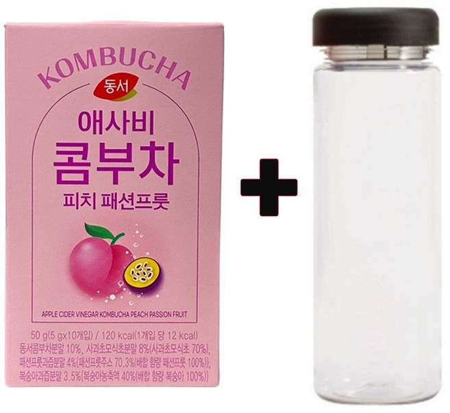 동서 애사비 콤부차 피치 패션프룻 10T+워터보틀, 1개, 10개