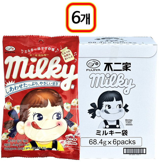 후지야 밀키 캔디, 6개, 68.4g