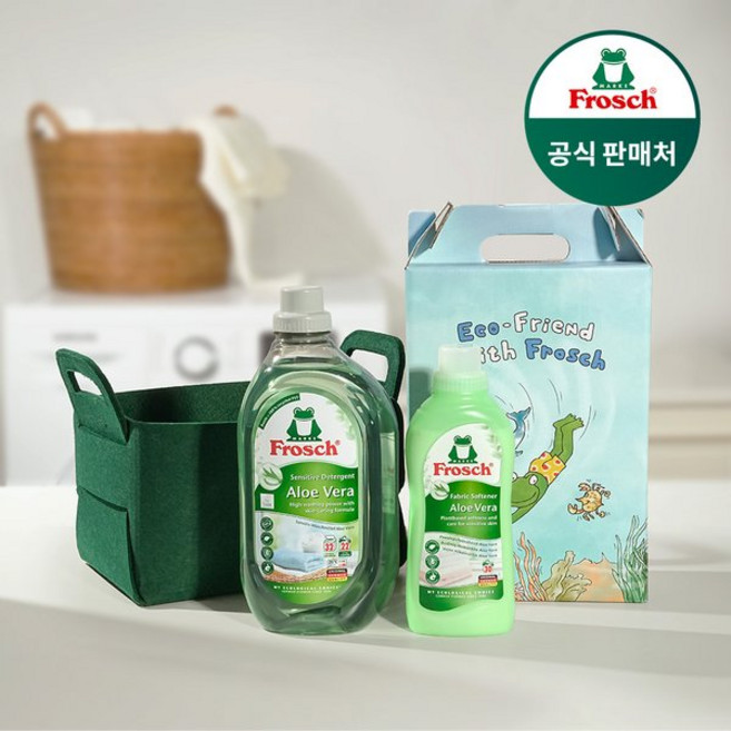 프로쉬 프로쉬 독일 알로에 선물세트(세탁+섬유유연제)+펠트바스켓 랜덤+선물상자, 프로쉬 프로쉬 독일 알로에 선물세트(세탁+섬유유연제)+