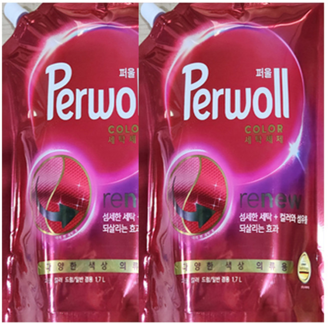 퍼울 컬러 세탁세제 리필, 1.7L, 2개