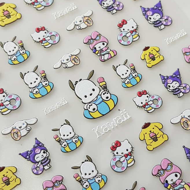 토모니 포챠코 쿠로미 키티 시나모롤 폼폼푸린 네일스티커 to2037 네일아트재료 데코스티커, 1개