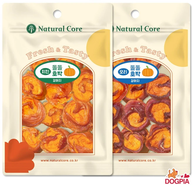네츄럴코어 강아지간식 돌돌 호박, 120g, 1개, 2종혼합 - 쿠팡