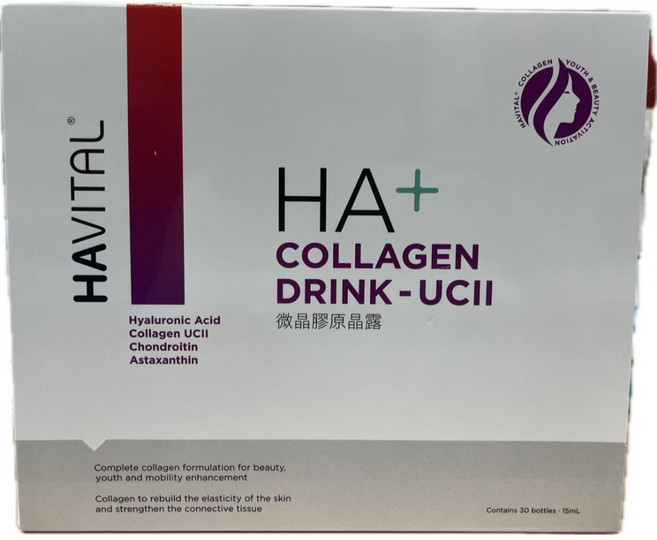 HAVITAL HA+ 膠原蛋白飲-UCII 玻尿酸 軟骨素 蝦紅素, 1個, 15ml