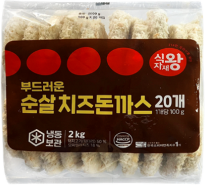 식자재왕 부드러운순살 치즈돈까스, 1개, 2kg