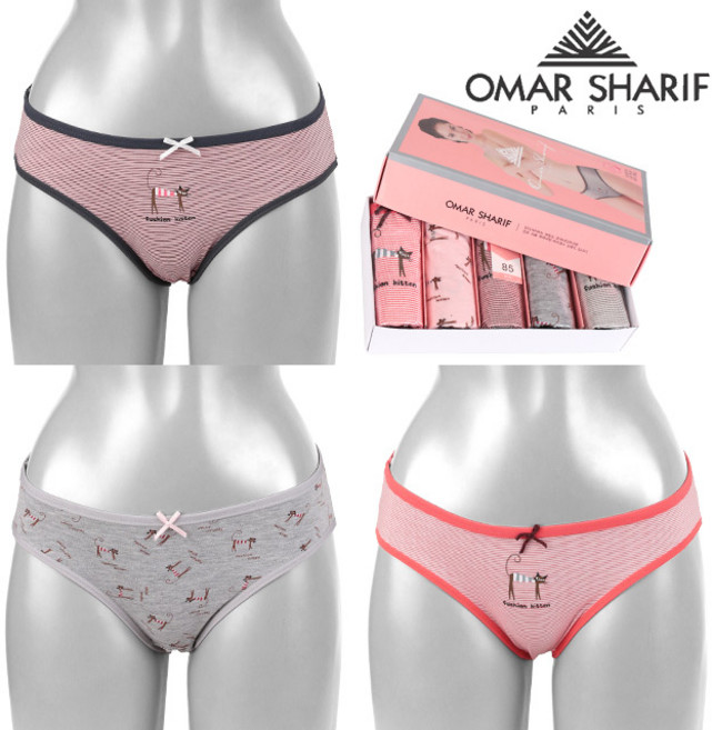 오마샤리프 여성 캣츠 패턴 나염 순면 미디 5매 요일팬티 5004