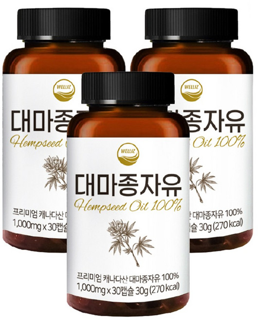대마종자유 햄프씨드오일 영양제 30g, 30정, 3개