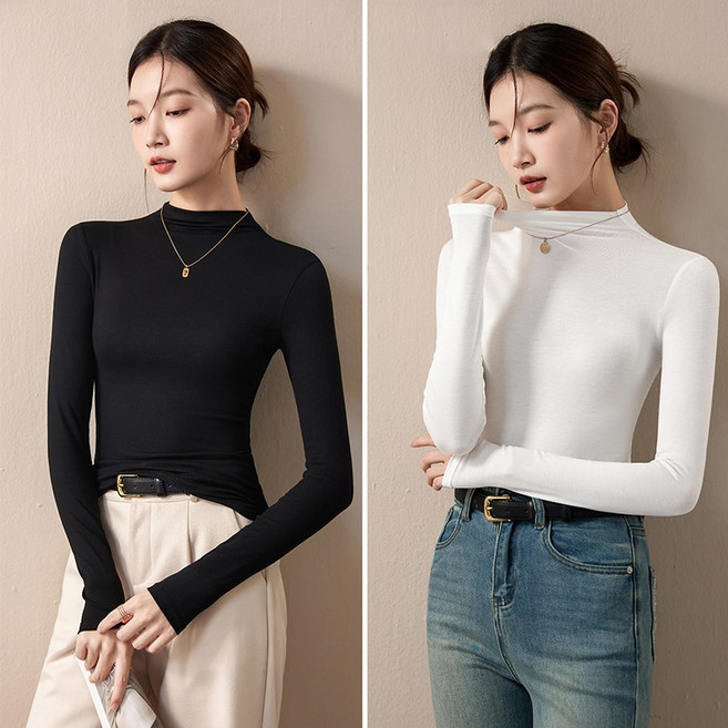 큐엔유 여성 반목 스판 긴팔티 빅사이즈까지