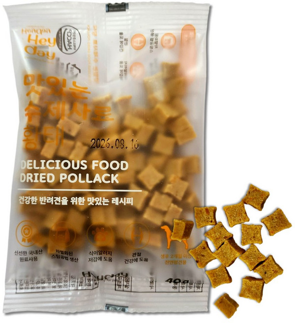 헤이데이 가수분해 맛있는 수제 소프트 사료 샘플 체험팩, 1개, 40g, 황태