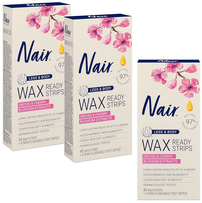 네어 헤어 리무버 준비 스트립 제모용 메시 키트 없음 3팩 각 40ct