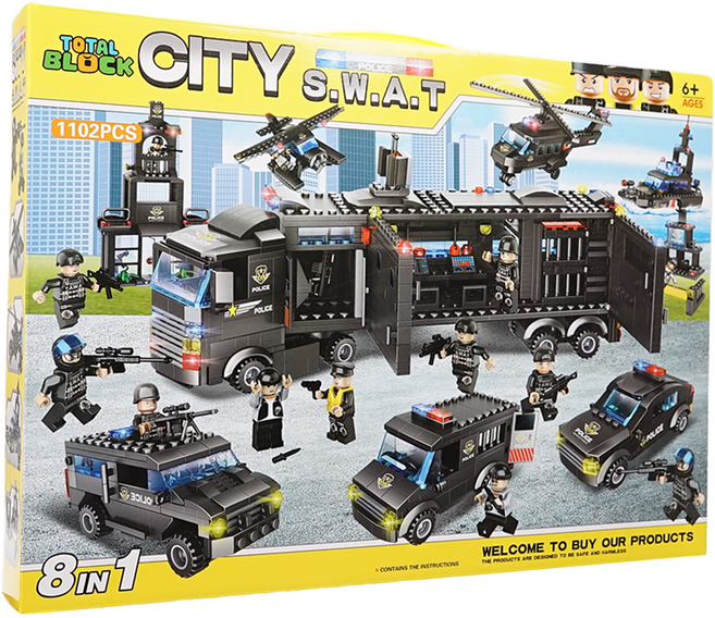 토탈블럭 EQ IQ 지능발달 블록시티 어린이 선물 LEGO 레고 호환 블럭 특수 작전팀 SWAT 1102피스, 1개