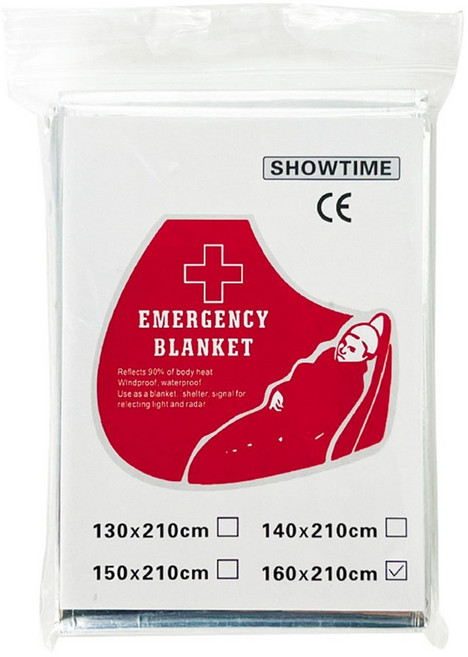 SHOWTIME 加大尺寸保暖毯 急救毯 鋁箔毯 防災避難專用 160x210cm, 銀色, 1個