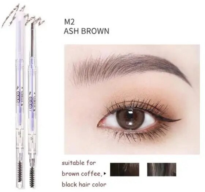 Flortte 문 인스티튜트 더블 헤드 초극세 눈썹 펜슬 방수 얼룩 방지 오래 지속되는 메이크업 화장품, [02] M2, 02 M2
