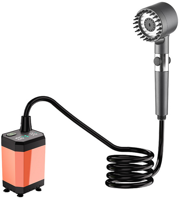 行動式電動淋浴器 戶外露營 宿舍 家用 花灑, 12000毫安橘色, 1個