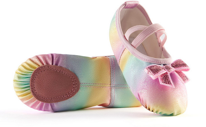 제이스맘 여아용 발레슈즈 레인보우 리본 발레화 JBS02