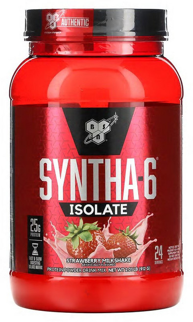 BSN Syntha-6® 분리물 프로틴 파우더 드링크 믹스 딸기 밀크셰이크 912g(2.01lbs) BSN-06615, 1개, 912g