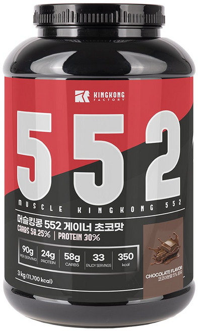 머슬킹콩 552 게이너 초코맛 3kg 벌크업 체중증가 탄수화물, 1개