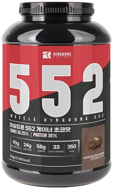 머슬킹콩 552 게이너 초코맛 3kg 벌크업 체중증가 탄수화물, 1개 - 쿠팡
