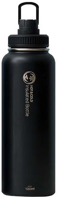리벤스 핸들 보온보냉 스텐 보틀 텀블러, 블랙, 1.2L, 1개