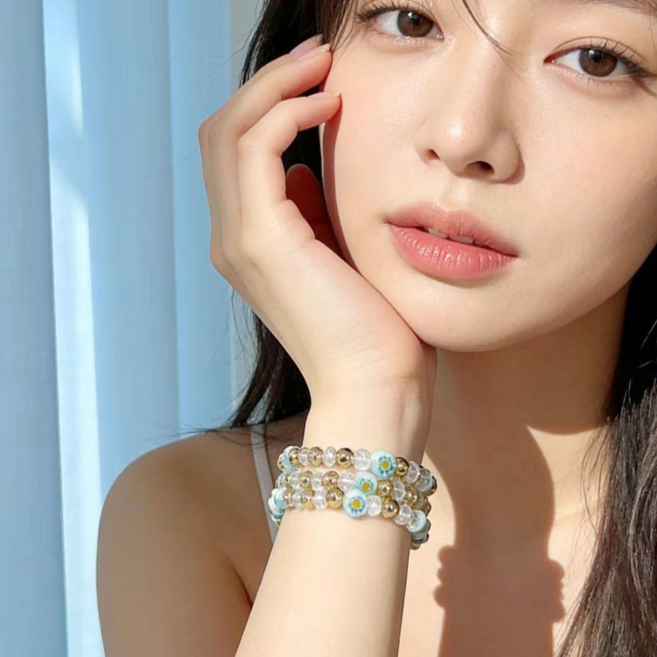 비즈 여성 팔찌 행운 우정 선물 데일리 레이어드 3종세트