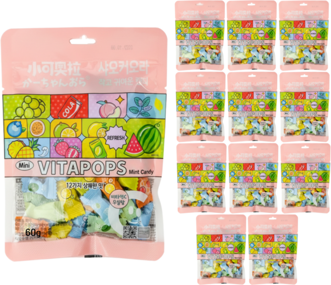 [공식수입 정품] 샤오커오라 캔디 베트남 사탕 간식 무설탕 알사탕 개별포장 비타민C, 12개, 60g