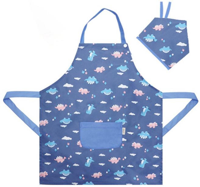 캐릭터 아동 방수 앞치마(버튼형)+두건 세트 공룡 유아앞치마 아동앞치마 어린이집&유치원 앞치마세트
