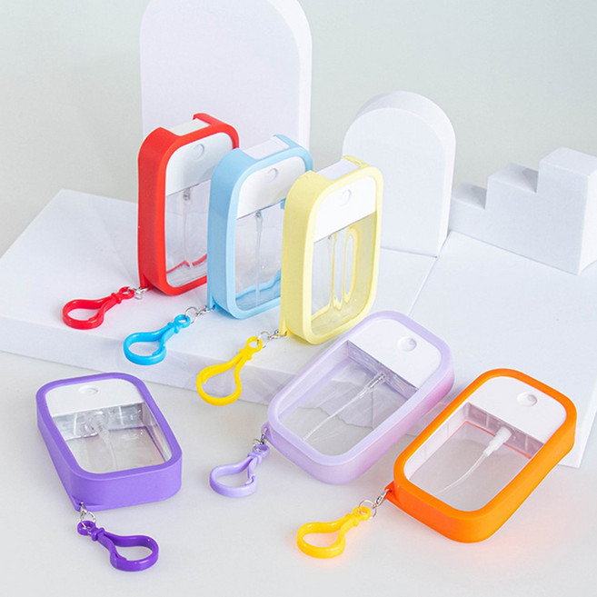 포켓 스프레이 용기 미스트 휴대용 손소독제 향수 공병 (소분용기+실리콘케이스), 50ml, 1개, 50ml