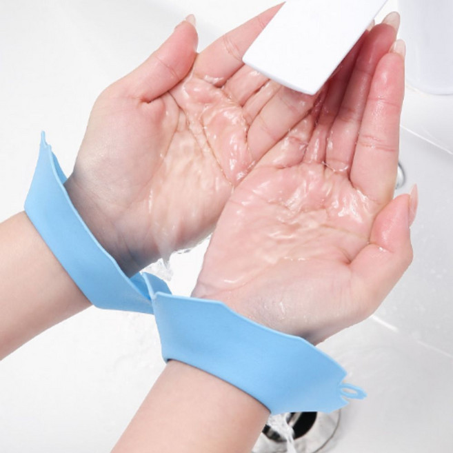 솔레르 위생적인 실리콘 손목세안밴드, 블루, 2세트