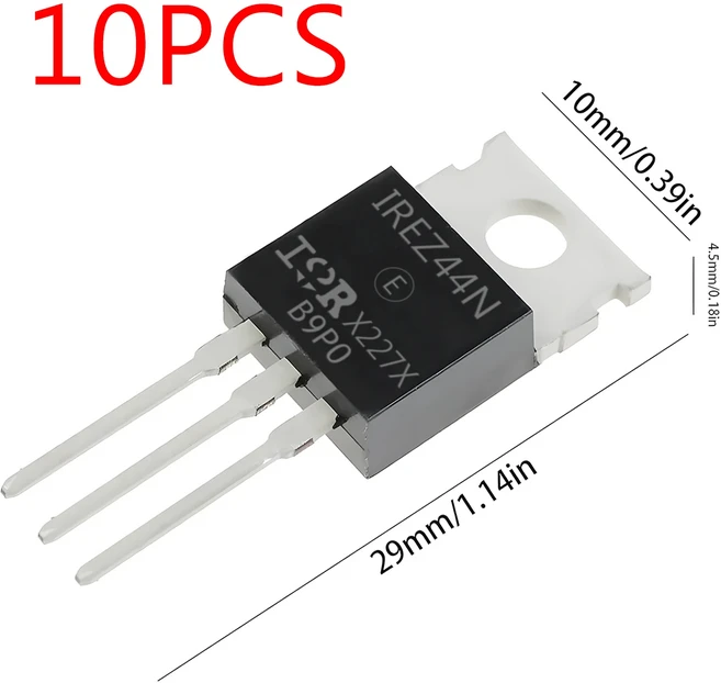 10/20개 IRFZ44N N채널 전력 MOSFET 트랜지스터 국제 정류기 49A 55V 3핀 TO-220, 02 10pcs