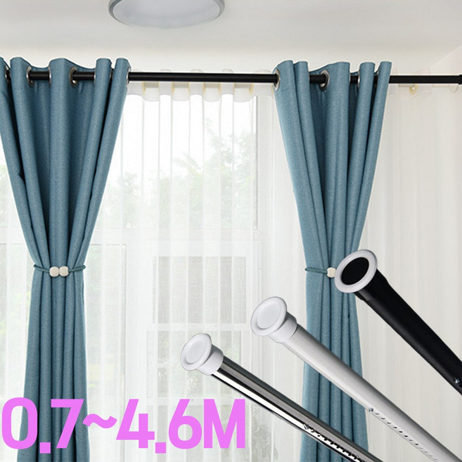 레오큐 무타공 압축 커튼봉 못없이 커튼 압축봉 미니 커텐봉, 블랙