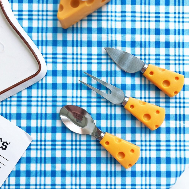 엘리스블루 귀여운 치즈모양 미니스푼 포크 버터나이프 커트러리세트, 치즈 미니 포크, 1개