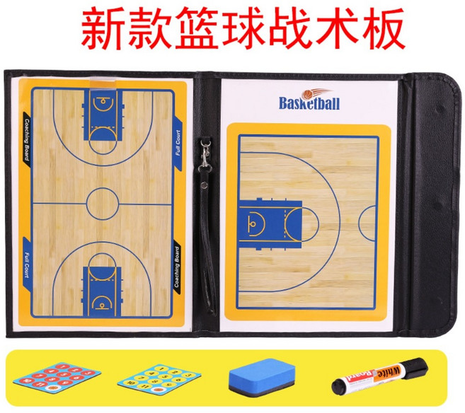 축구 농구 전술 전략 경기 접는 소형 작전판 코치 교육 휴대용 전술 자석 플레이트 보드, C.[농구 전술 보드] 삼중 접기, 1개