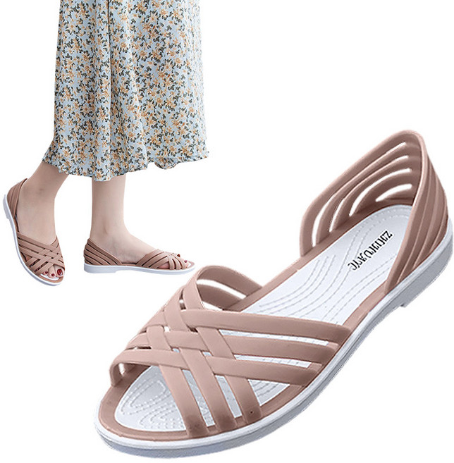 스토리원 격자 어퍼 말랑 장마 물놀이 젤리 PVC 샌들 슈즈 SH-WSP-6025