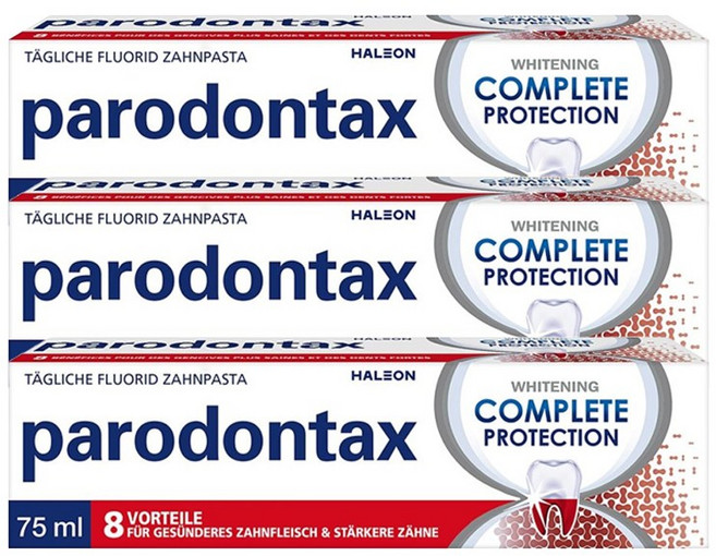 파로돈탁스 독일 Parodontax 컴플리트 프로텍션 미백 화이트닝 75ml 묶음 독일직배송, 3개