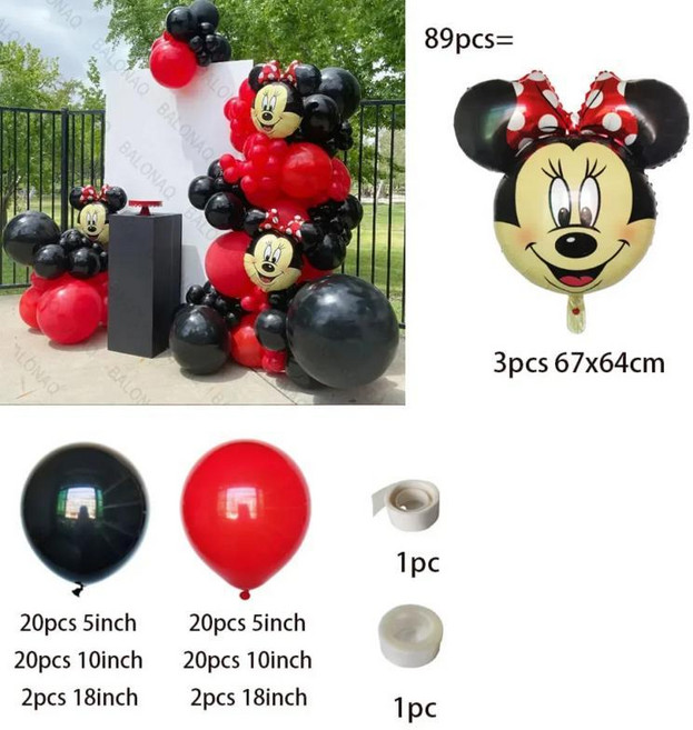 미니 마우스 생일 풍선 장식 숫자 테마 샤워 파티, 4. No number