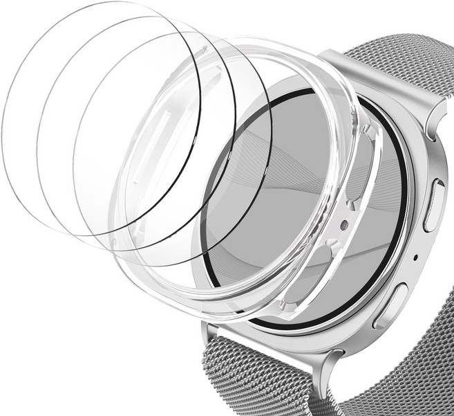 아이메이드잇 갤럭시워치 풀커버 자가복원 액정 보호필름 3p + 하드커버 케이스, 클리어, 1개