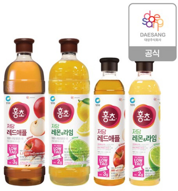 저당 홍초 4종(레드애플레몬라임) 1.5L + 900ml 골라담기, 레몬라임저당1.5L, 레드애플저당900ml, 1.5L, 900ml