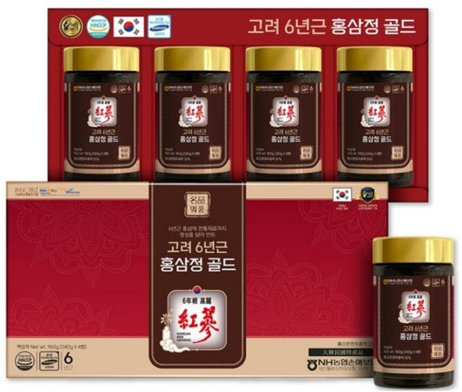 고려 6년근 홍삼정골드 240g 쇼핑백증정, 4개