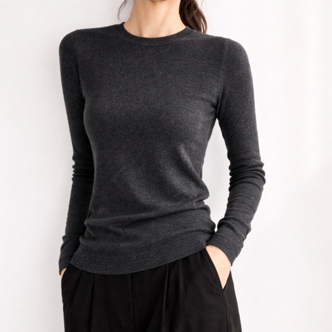 셀러크루 봄신상 여성 캐시미어 터치 슬림핏 라운드 니트 부드러운 안티필링 데일리 기본니트 55~66 추천